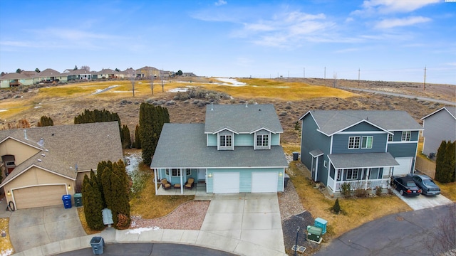 aerial view with a residential view