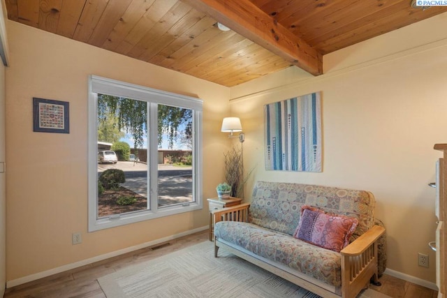 835 SE Spring St, Pullman, WA 99163 - sitting room featuring a wood ceiling with exposed beams and wood finished floors