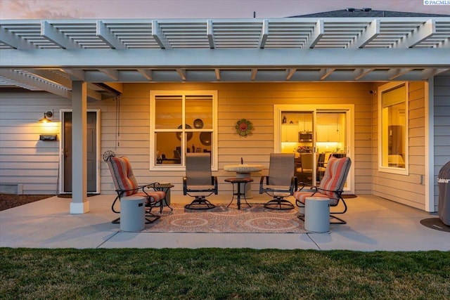 view of patio / terrace featuring a pergola