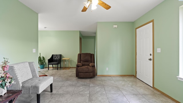 505 Armas Ct, Grandview, WA 98930 - living area with ceiling fan, baseboards, and light tile patterned floors