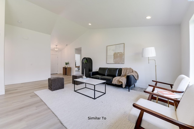 6665 W 29th Ct, Kennewick, WA 99338 - living room with light wood-style flooring, vaulted ceiling, and recessed lighting