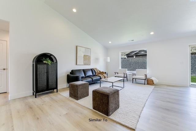 6665 W 29th Ct, Kennewick, WA 99338 - living room with light wood-style floors, recessed lighting, and high vaulted ceiling