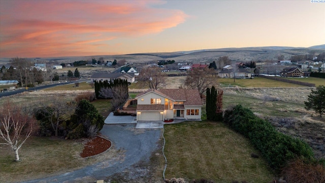 aerial view featuring a mountain view