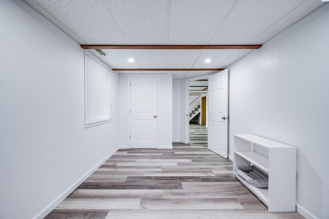 1315 NW Haven Cir, Pullman, WA 99163 - finished below grade area with recessed lighting, wood finished floors, stairway, and baseboards