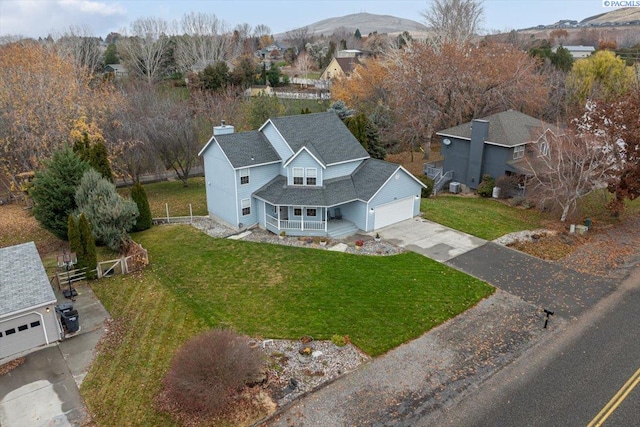 bird's eye view featuring a mountain view