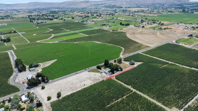 birds eye view of property with a mountain view and a rural view