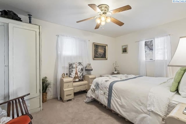 257 N Wamba Rd, Prosser, WA 99350 - bedroom featuring multiple windows, light carpet, and a ceiling fan