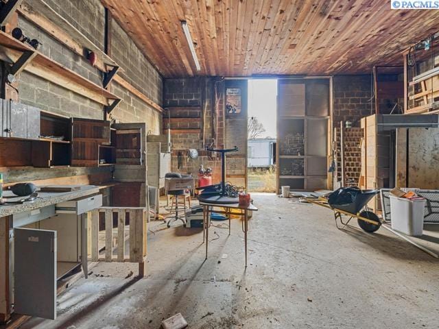 misc room with wooden ceiling