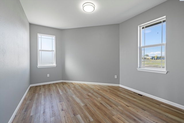 spare room with light hardwood / wood-style flooring and a wealth of natural light