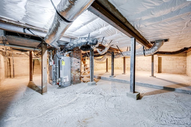 212 C St, Endicott, WA 99125 - unfinished below grade area with gas water heater and stairs