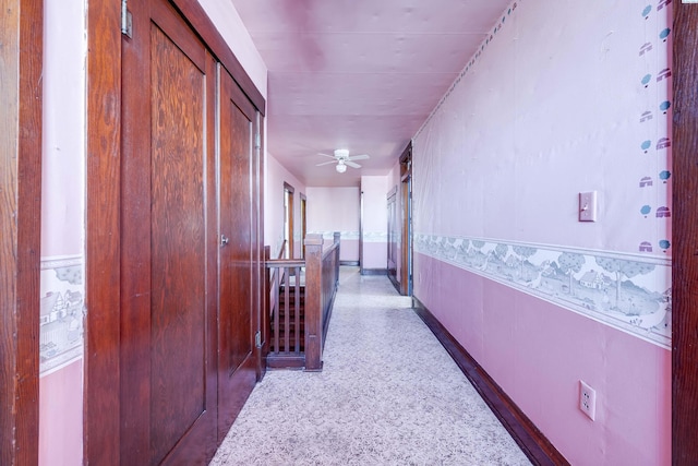 212 C St, Endicott, WA 99125 - corridor with speckled floor and wainscoting
