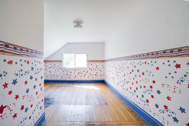 212 C St, Endicott, WA 99125 - interior space featuring light wood-style floors, wallpapered walls, and lofted ceiling