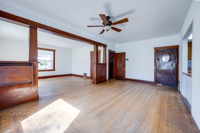 212 C St, Endicott, WA 99125 - unfurnished living room featuring hardwood / wood-style flooring and ceiling fan