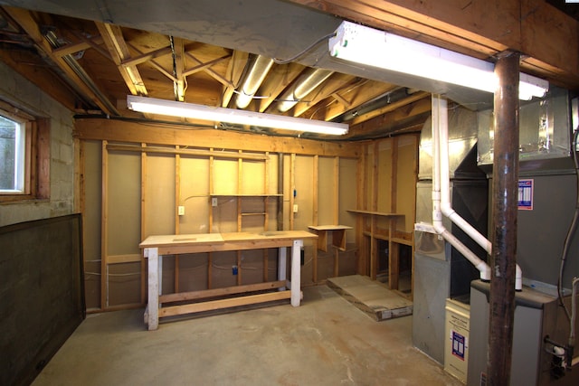 below grade area with heating unit