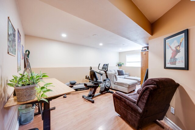 495 NW Robert St, Pullman, WA 99163 - workout area with wood finished floors and recessed lighting