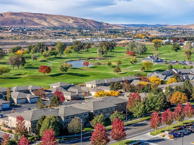 birds eye view of property featuring a mountain view