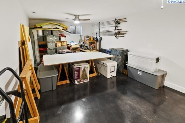 home office with ceiling fan