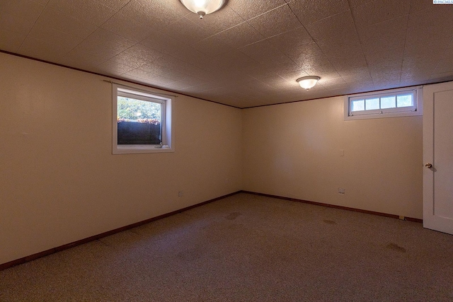 basement with carpet