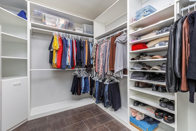 spacious closet with wood finished floors