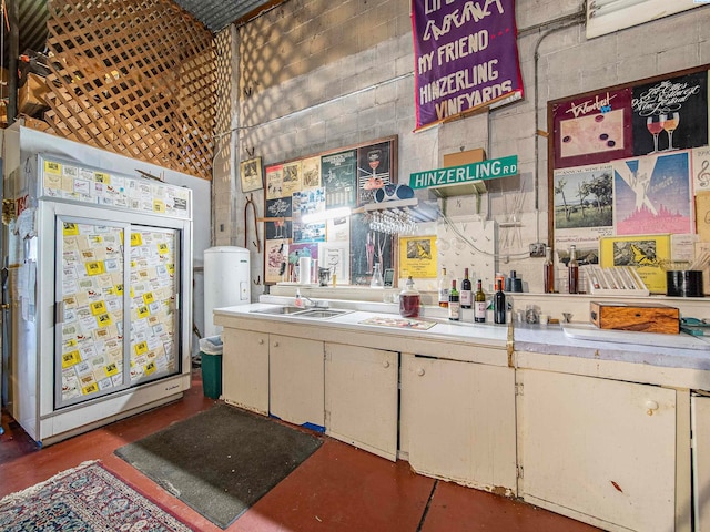 kitchen with sink and refrigerator