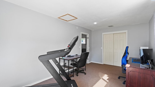 2404 Camden St, Richland, WA 99352 - office area with attic access, carpet floors, and baseboards