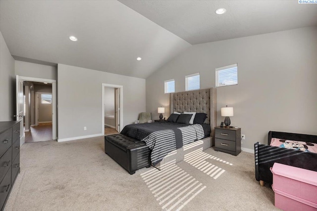 234 Ladera St, Prosser, WA 99350 - bedroom with light colored carpet, vaulted ceiling, and baseboards