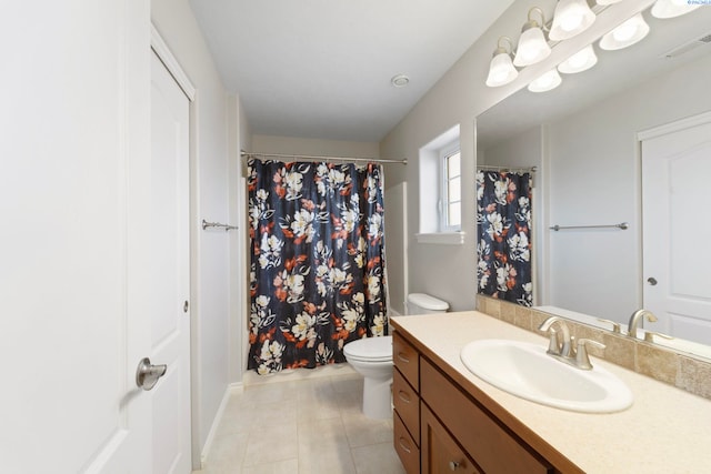 9411 Vincenzo Dr, Pasco, WA 99301 - bathroom with vanity, tile patterned flooring, and a shower with shower curtain