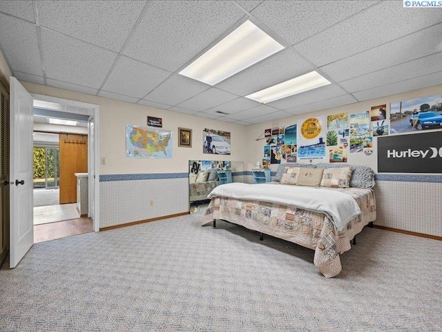 1842 Mahan Ave, Richland, WA 99354 - bedroom with a drop ceiling, carpet flooring, and wainscoting