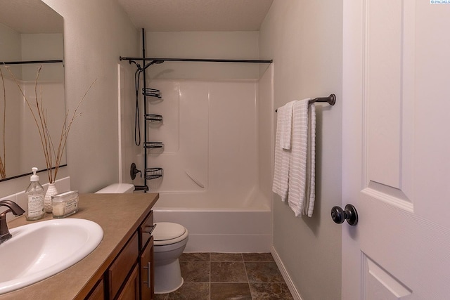 bathroom with vanity, toilet, and shower / washtub combination