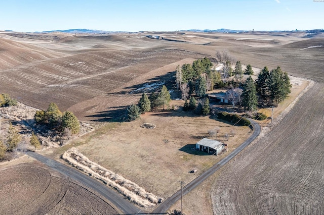 aerial view with a mountain view and a rural view