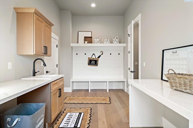 4402 Everett St, West Richland, WA 99353 - mudroom with sink and light hardwood / wood-style flooring