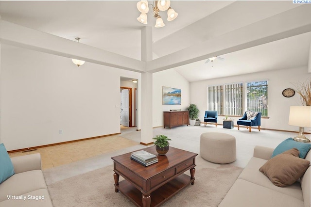 106 Muirfield Ln, Pasco, WA 99301 - living area with a chandelier, light colored carpet, and light tile patterned floors