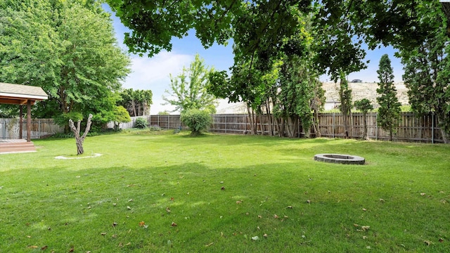 5456 Fern Loop, West Richland, WA 99352 - fenced backyard with a fire pit