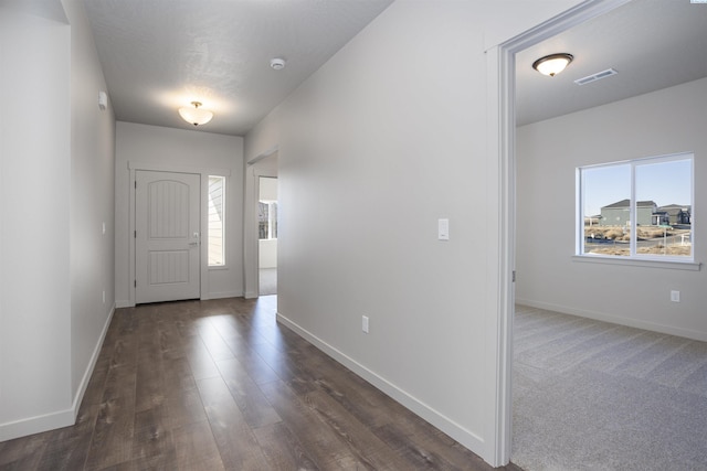 entryway with dark wood-type flooring