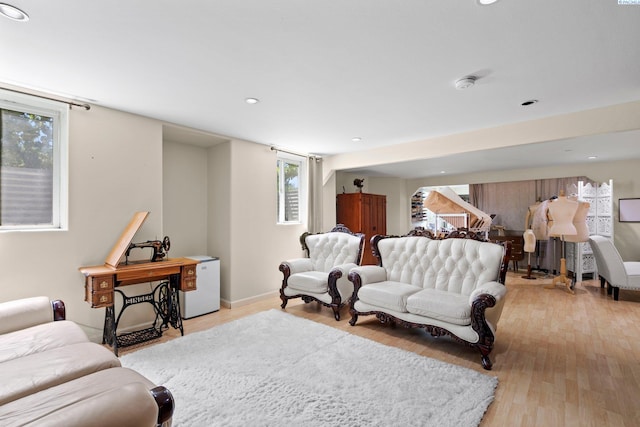 living room featuring light wood-type flooring