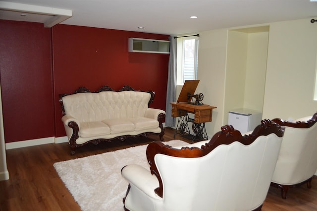 living room featuring dark hardwood / wood-style floors