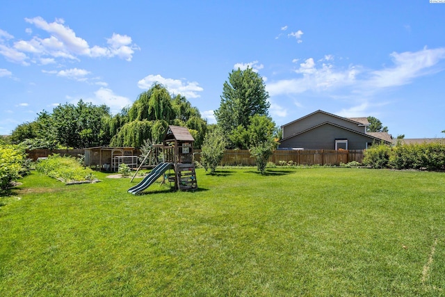 view of yard featuring a playground