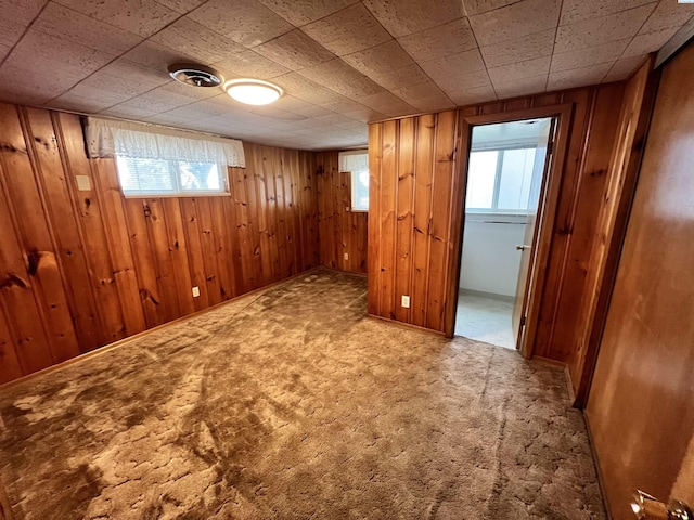 interior space featuring wood walls