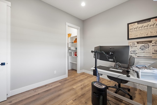 home office featuring light hardwood / wood-style flooring