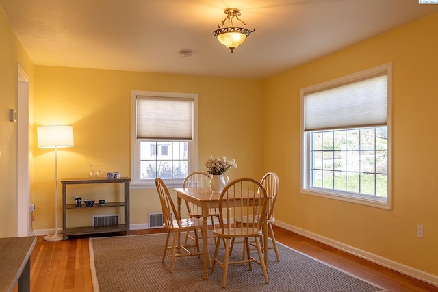525 SE Water St, Pullman, WA 99163 - dining room featuring hardwood / wood-style flooring, visible vents, and plenty of natural light