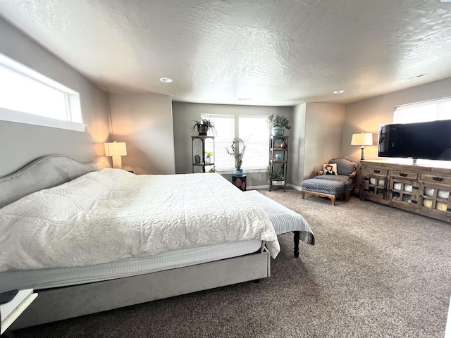 2855 S Dawes Pl, Kennewick, WA 99338 - carpeted bedroom featuring recessed lighting, a textured ceiling, baseboards, and multiple windows
