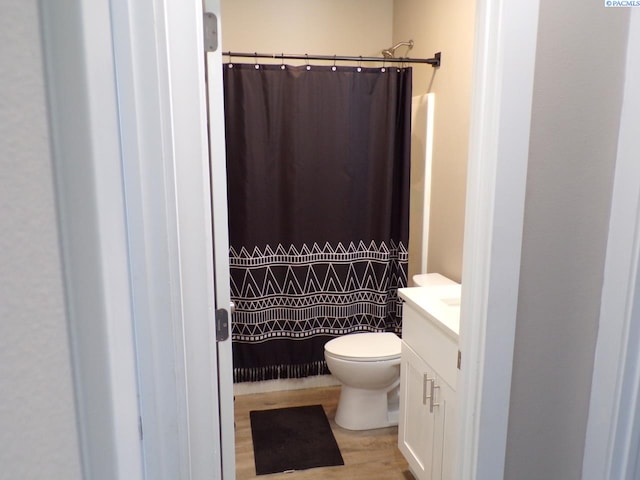 166214 W Johnson Rd, Prosser, WA 99350 - full bathroom featuring vanity, wood finished floors, and curtained shower