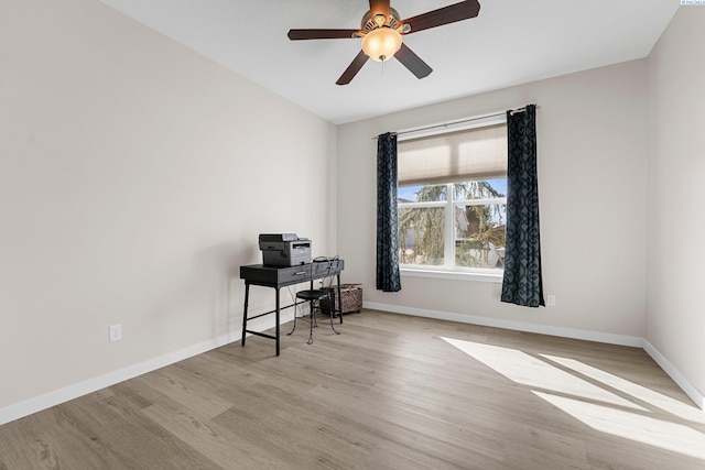 6013 Somerset Ln, Pasco, WA 99301 - office space with wood finished floors, ceiling fan, and baseboards