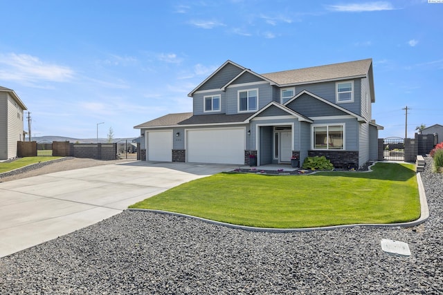 6416 Recurve Rd, Pasco, WA 99301 - view of front facade featuring concrete driveway, a gate, stone siding, and a garage