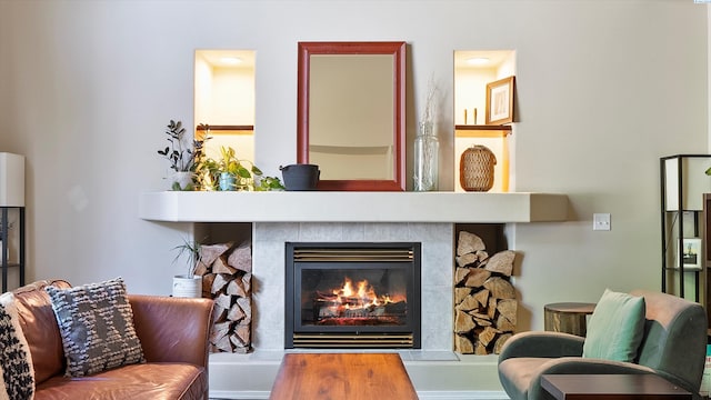 5405 Warbler Ln, West Richland, WA 99353 - living area with a tile fireplace