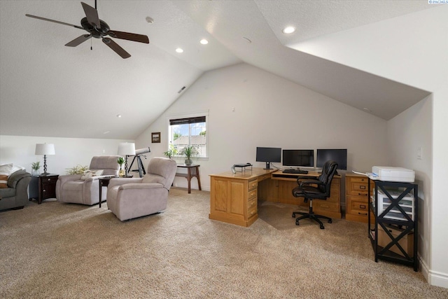 1010 Christopher Ln, Pasco, WA 99301 - office space with light colored carpet, vaulted ceiling, recessed lighting, and baseboards
