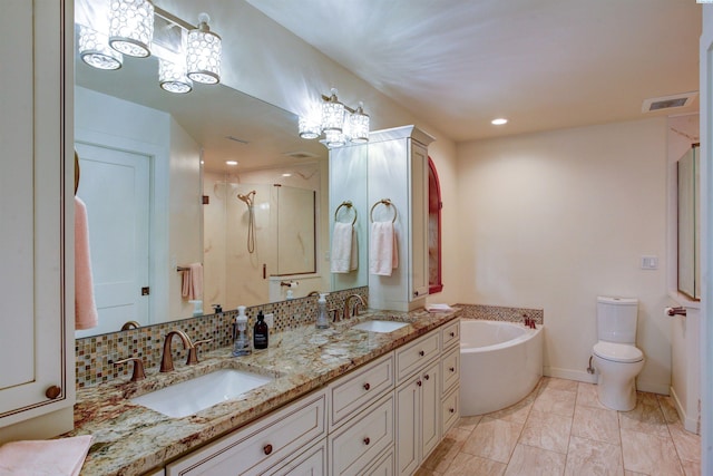3114 Rd 103, Pasco, WA 99301 - full bathroom with a chandelier, a garden tub, a sink, and visible vents