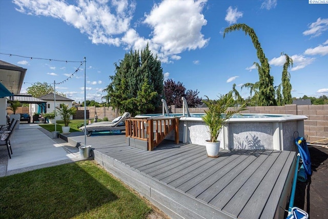 4507 Indian Rdg, Pasco, WA 99301 - wooden deck with a fenced backyard and a patio area