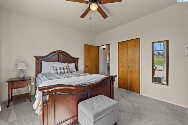 4507 Indian Rdg, Pasco, WA 99301 - bedroom featuring light colored carpet, baseboards, and ceiling fan