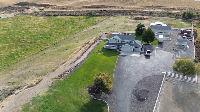 drone / aerial view with a rural view